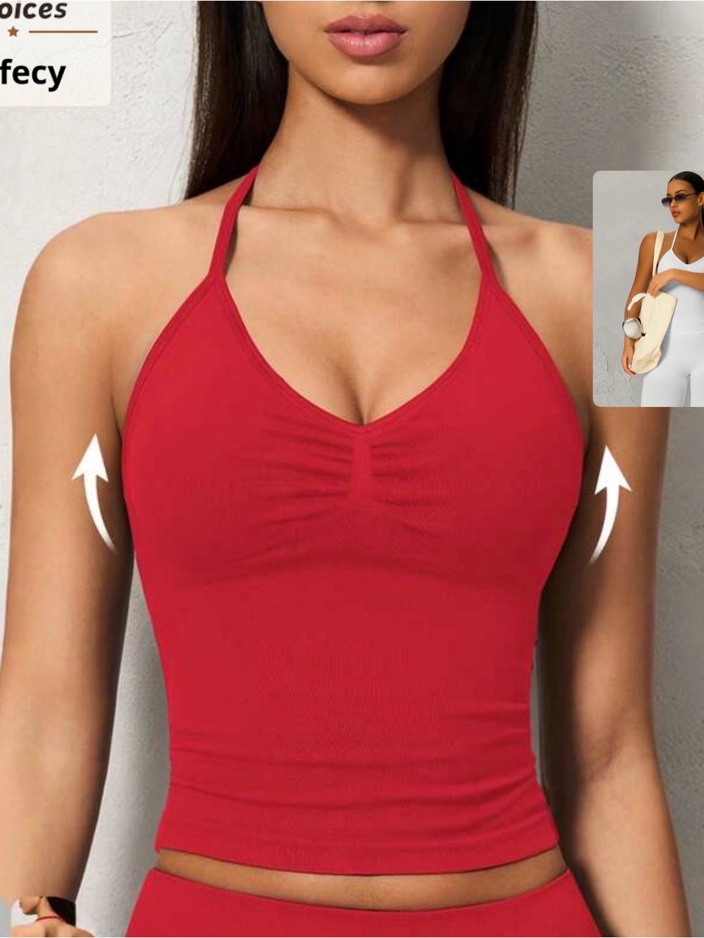 SHEIN Red Halter Seamless Crop Brami Top
